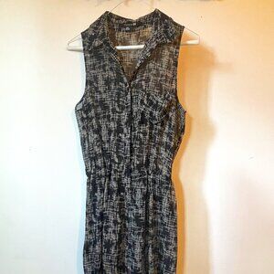 Sleeveless, button-up pant jumper, Black, Tall